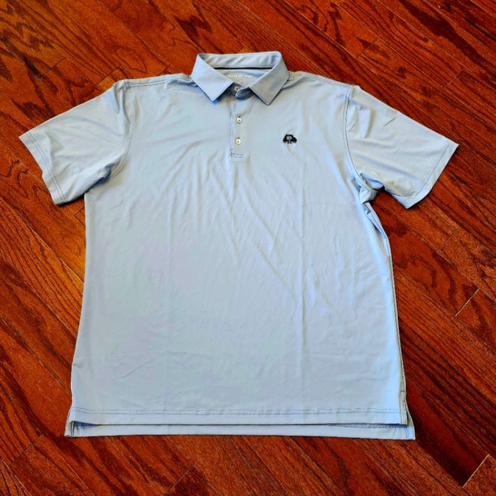 Harlestons Tailored Fit Men's Blue Short Sleeve Polo With Logo Size XL